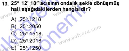 Coğrafi Bilgi Sistemlerine Giriş Dersi 2014 - 2015 Yılı (Vize) Ara Sınavı 13. Soru