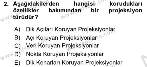 Coğrafi Bilgi Sistemlerine Giriş Dersi 2017 - 2018 Yılı (Vize) Ara Sınavı 2. Soru