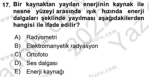 Coğrafi Bilgi Sistemlerine Giriş Dersi 2022 - 2023 Yılı Yaz Okulu Sınavı 17. Soru