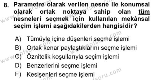 Coğrafi Bilgi Sistemlerine Giriş Dersi 2023 - 2024 Yılı (Final) Dönem Sonu Sınavı 8. Soru