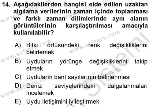 Coğrafi Bilgi Sistemlerine Giriş Dersi 2023 - 2024 Yılı Yaz Okulu Sınavı 14. Soru