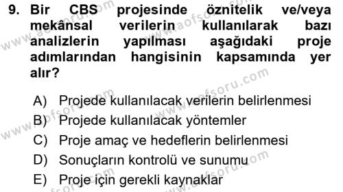 Coğrafi Bilgi Sistemlerine Giriş Dersi 2023 - 2024 Yılı Yaz Okulu Sınavı 9. Soru