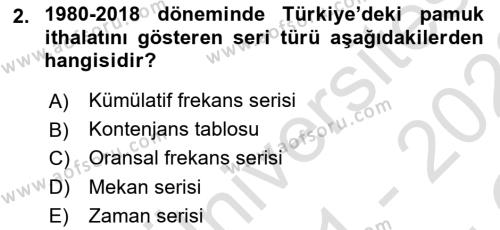 Coğrafi Bilgi Sistemleri İçin Temel İstatistik Dersi 2021 - 2022 Yılı Yaz Okulu Sınavı 2. Soru