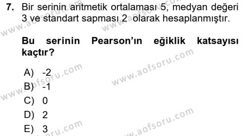 Coğrafi Bilgi Sistemleri İçin Temel İstatistik Dersi 2022 - 2023 Yılı Yaz Okulu Sınavı 7. Soru