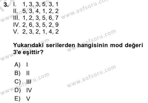 Coğrafi Bilgi Sistemleri İçin Temel İstatistik Dersi 2023 - 2024 Yılı (Final) Dönem Sonu Sınavı 3. Soru