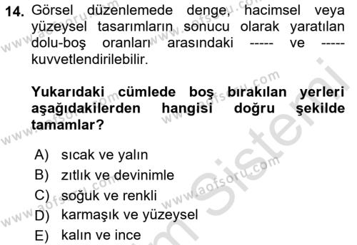 Bilgisayar Destekli Temel Tasarım Dersi 2023 - 2024 Yılı (Vize) Ara Sınavı 14. Soru