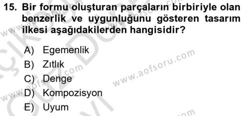 Bilgisayar Destekli Temel Tasarım Dersi 2023 - 2024 Yılı (Vize) Ara Sınavı 15. Soru