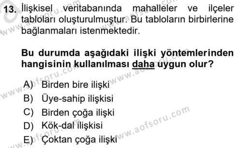 Konumsal Veritabanı 1 Dersi 2023 - 2024 Yılı (Vize) Ara Sınavı 13. Soru