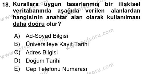 Konumsal Veritabanı 1 Dersi 2023 - 2024 Yılı (Vize) Ara Sınavı 18. Soru