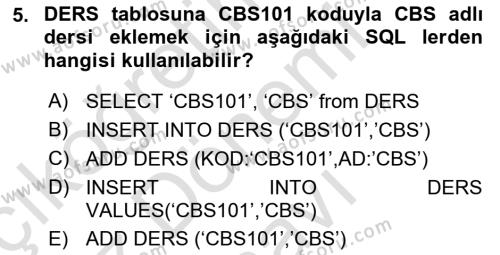 Konumsal Veritabanı 1 Dersi 2023 - 2024 Yılı (Final) Dönem Sonu Sınavı 5. Soru