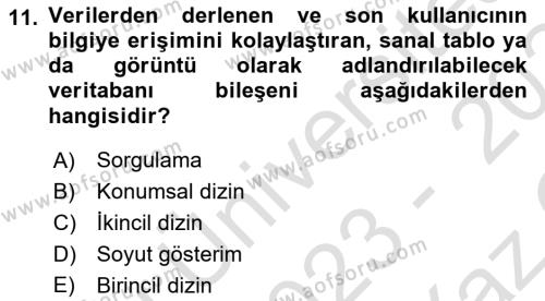 Konumsal Veritabanı 1 Dersi 2023 - 2024 Yılı Yaz Okulu Sınavı 11. Soru