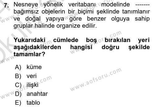 Konumsal Veritabanı 1 Dersi 2023 - 2024 Yılı Yaz Okulu Sınavı 7. Soru