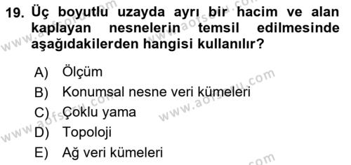 Konumsal Veritabanı 2 Dersi 2018 - 2019 Yılı Yaz Okulu Sınavı 19. Soru