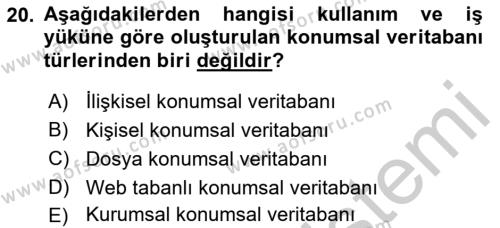 Konumsal Veritabanı 2 Dersi 2018 - 2019 Yılı Yaz Okulu Sınavı 20. Soru