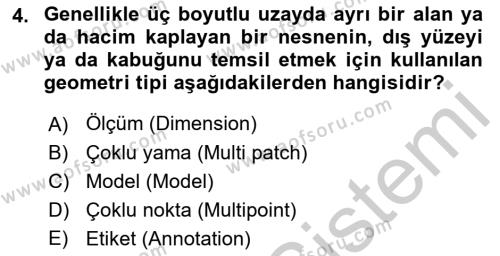 Konumsal Veritabanı 2 Dersi 2018 - 2019 Yılı Yaz Okulu Sınavı 4. Soru