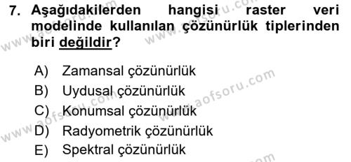 Konumsal Veritabanı 2 Dersi 2018 - 2019 Yılı Yaz Okulu Sınavı 7. Soru