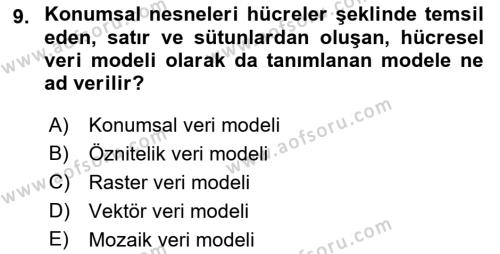 Konumsal Veritabanı 2 Dersi 2018 - 2019 Yılı Yaz Okulu Sınavı 9. Soru