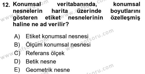 Konumsal Veritabanı 2 Dersi 2020 - 2021 Yılı Yaz Okulu Sınavı 12. Soru