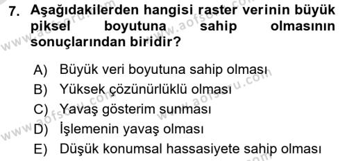 Konumsal Veritabanı 2 Dersi 2020 - 2021 Yılı Yaz Okulu Sınavı 7. Soru