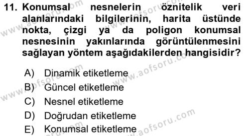 Konumsal Veritabanı 2 Dersi 2021 - 2022 Yılı Yaz Okulu Sınavı 11. Soru