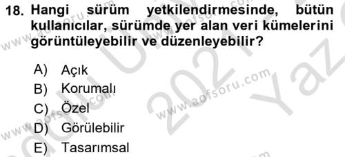 Konumsal Veritabanı 2 Dersi 2021 - 2022 Yılı Yaz Okulu Sınavı 18. Soru