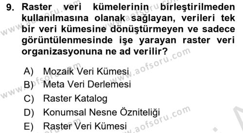 Konumsal Veritabanı 2 Dersi 2021 - 2022 Yılı Yaz Okulu Sınavı 9. Soru