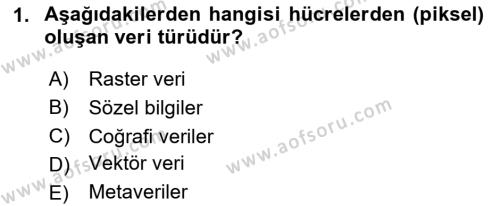 Coğrafi Bilgi Sistemleri Yazılımı Dersi 2023 - 2024 Yılı (Vize) Ara Sınavı 1. Soru