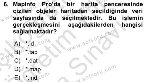 Coğrafi Bilgi Sistemleri Yazılımı Dersi 2023 - 2024 Yılı (Vize) Ara Sınavı 6. Soru