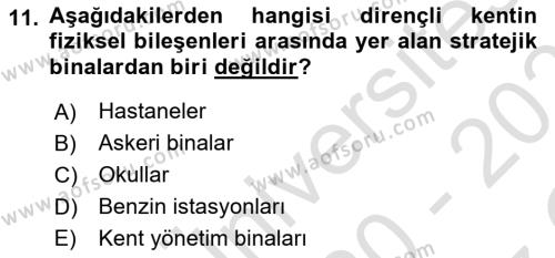 Coğrafi Bilgi Sistemlerinin Kullanım Alanları 1 Dersi 2020 - 2021 Yılı Yaz Okulu Sınavı 11. Soru