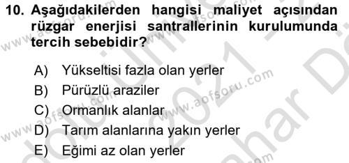 Coğrafi Bilgi Sistemlerinin Kullanım Alanları 1 Dersi 2021 - 2022 Yılı (Vize) Ara Sınavı 10. Soru