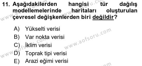 Coğrafi Bilgi Sistemlerinin Kullanım Alanları 1 Dersi 2021 - 2022 Yılı (Vize) Ara Sınavı 11. Soru