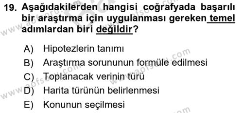 Coğrafi Bilgi Sistemlerinin Kullanım Alanları 1 Dersi 2021 - 2022 Yılı (Final) Dönem Sonu Sınavı 19. Soru