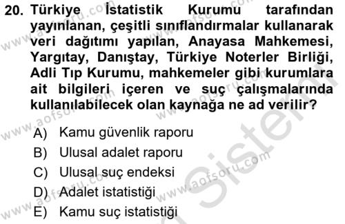 Coğrafi Bilgi Sistemlerinin Kullanım Alanları 1 Dersi 2021 - 2022 Yılı (Final) Dönem Sonu Sınavı 20. Soru