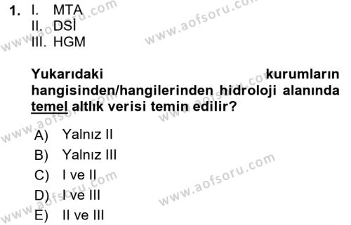 Coğrafi Bilgi Sistemlerinin Kullanım Alanları 1 Dersi 2021 - 2022 Yılı Yaz Okulu Sınavı 1. Soru