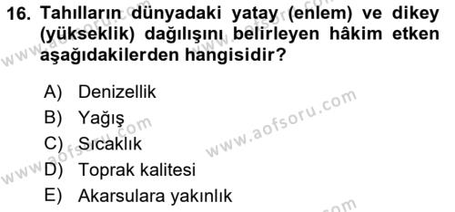 Coğrafi Bilgi Sistemlerinin Kullanım Alanları 1 Dersi 2021 - 2022 Yılı Yaz Okulu Sınavı 16. Soru