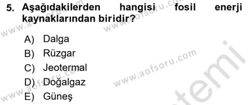 Coğrafi Bilgi Sistemlerinin Kullanım Alanları 1 Dersi 2021 - 2022 Yılı Yaz Okulu Sınavı 5. Soru