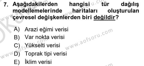 Coğrafi Bilgi Sistemlerinin Kullanım Alanları 1 Dersi 2021 - 2022 Yılı Yaz Okulu Sınavı 7. Soru