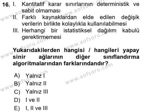 Uzaktan Algılama Dersi 2022 - 2023 Yılı Yaz Okulu Sınavı 16. Soru