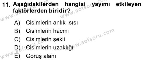 Uzaktan Algılama Dersi 2023 - 2024 Yılı (Vize) Ara Sınavı 11. Soru