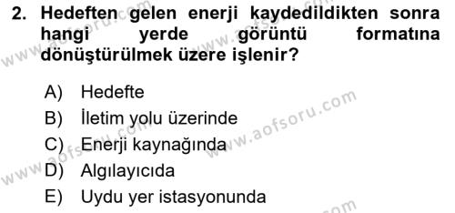 Uzaktan Algılama Dersi 2023 - 2024 Yılı Yaz Okulu Sınavı 2. Soru