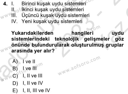 Uzaktan Algılama Dersi 2023 - 2024 Yılı Yaz Okulu Sınavı 4. Soru