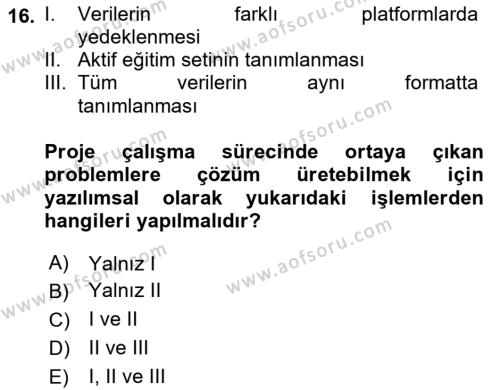 Uzaktan Algılama Uygulamaları Dersi 2018 - 2019 Yılı (Final) Dönem Sonu Sınavı 16. Soru