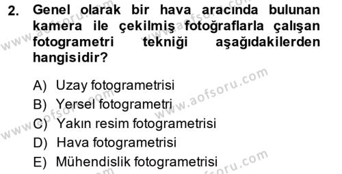 Fotogrametri Dersi 2014 - 2015 Yılı (Vize) Ara Sınavı 2. Soru