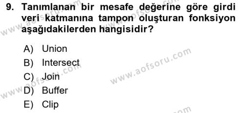 Açık Kaynak Kodlu CBS Yazılım Uygulaması Dersi 2017 - 2018 Yılı 3 Ders Sınavı 9. Soru