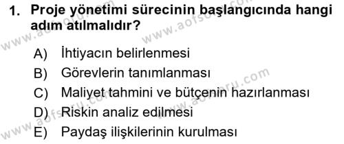 Cbs’de Proje Tasarımı ve Yönetimi Dersi 2023 - 2024 Yılı (Vize) Ara Sınavı 1. Soru