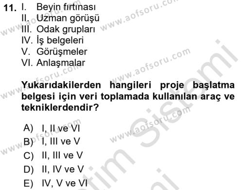 Cbs’de Proje Tasarımı ve Yönetimi Dersi 2023 - 2024 Yılı (Vize) Ara Sınavı 11. Soru