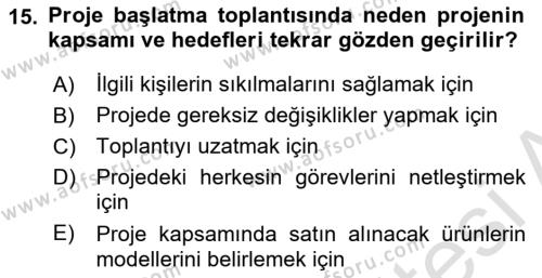 Cbs’de Proje Tasarımı ve Yönetimi Dersi 2023 - 2024 Yılı (Vize) Ara Sınavı 15. Soru