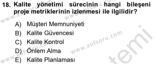 Cbs’de Proje Tasarımı ve Yönetimi Dersi 2023 - 2024 Yılı (Vize) Ara Sınavı 18. Soru