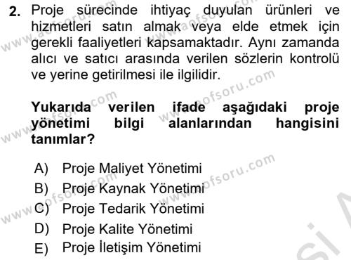 Cbs’de Proje Tasarımı ve Yönetimi Dersi 2023 - 2024 Yılı (Vize) Ara Sınavı 2. Soru