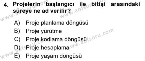 Cbs’de Proje Tasarımı ve Yönetimi Dersi 2023 - 2024 Yılı (Vize) Ara Sınavı 4. Soru